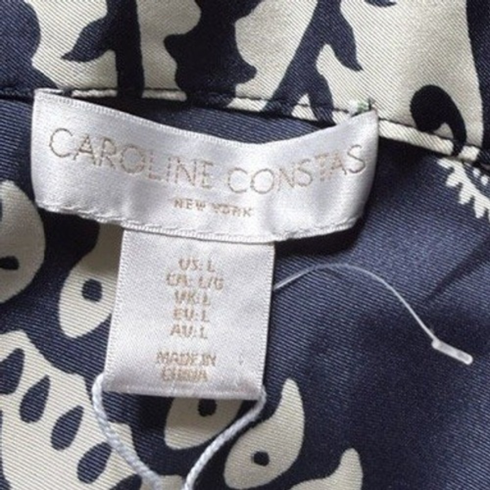 Caroline Constas Navy Cream Paisley Twist Front Tie Back Maxi Dress Large NEW - Picture 8 of 9